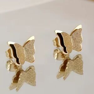 3/30 14K gold plated butterfly double layer earrings